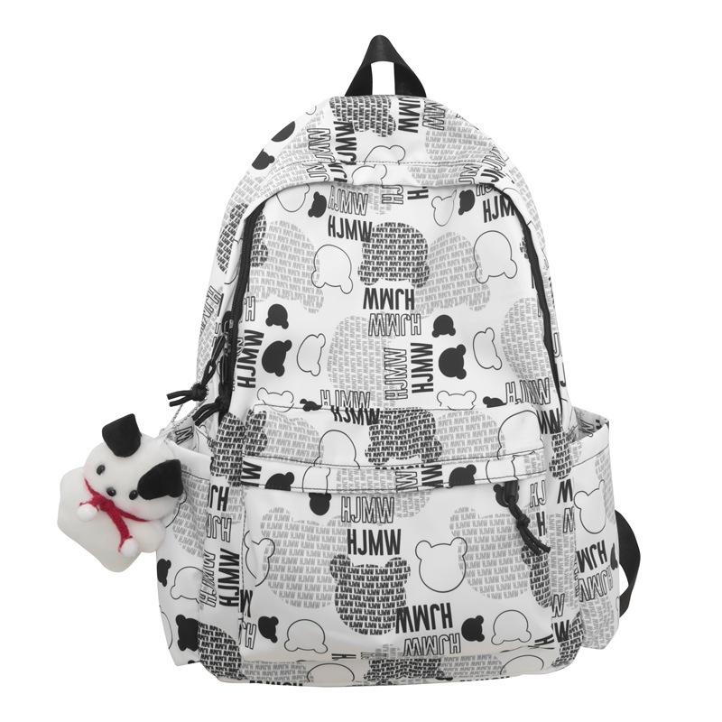 Cute graffiti bear backpack female new trendy junior high school high school student schoolbag large capacity nylon casual backpack