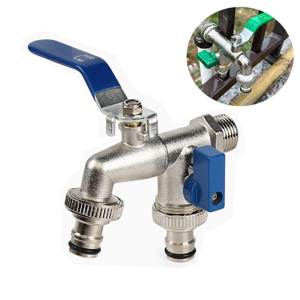Double Head Valve Switch Garden Watering Tank Tap Connector New Water Splitter Connector  Outdoor