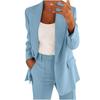 Damen Revers Langarm Blazer Hose 2-teiliges Outfit Elastische Taille Einfarbig Business Casual Anzug Set