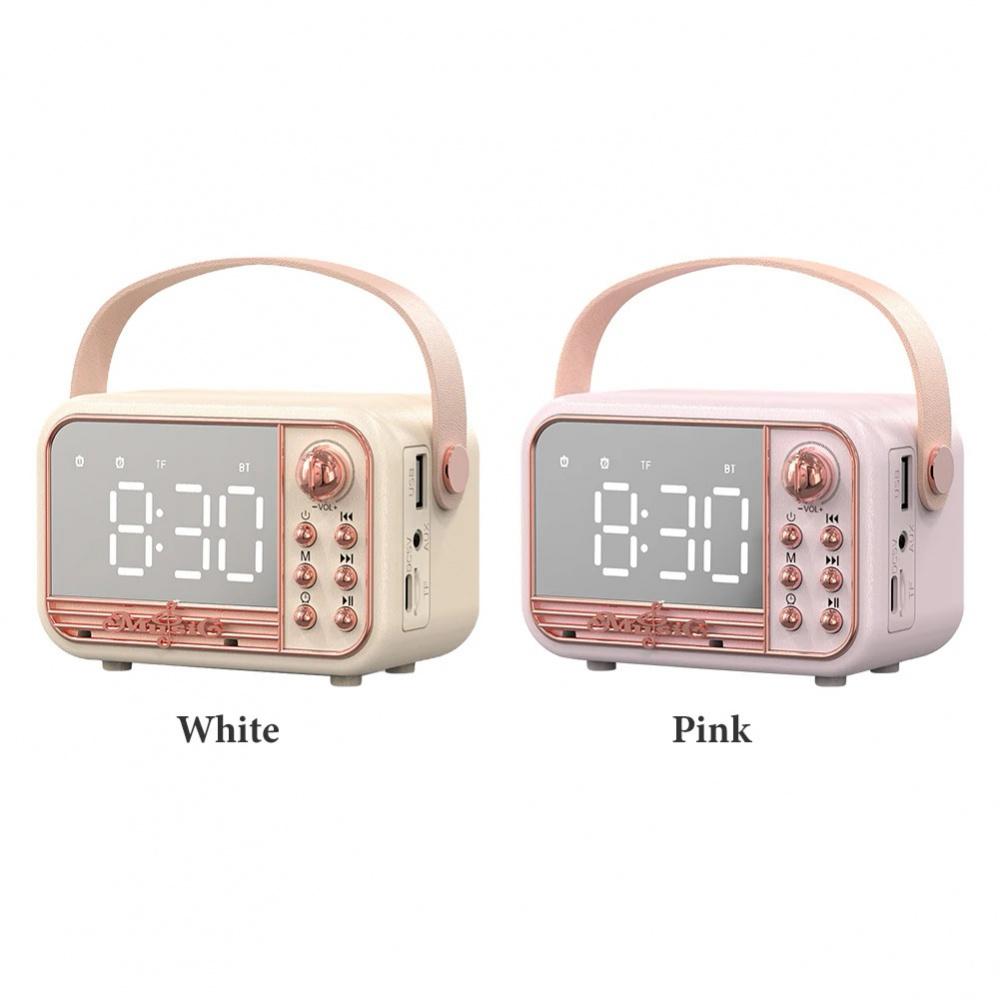 HIFI Wireless Portable Retro -compatible Speaker Alarm Clock Aux Stereo USB Loud Home Decor Aesthetic Gift