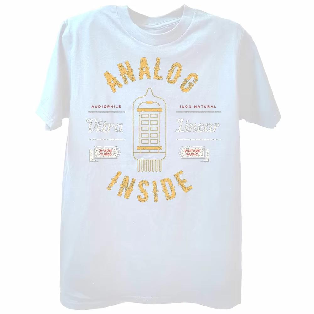2025 Funny Analog Vacuum Tube Audiophile Sound Retro Music Lover T Shirt for Men Bass Rock Music men Top Quality Clothes S