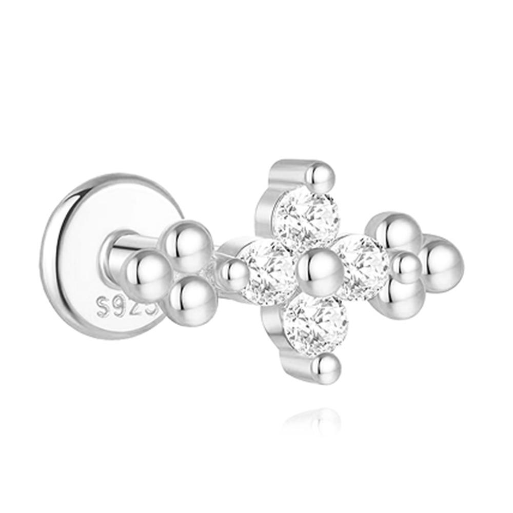 925 Silver Full Ear Dainty Piercing Ear Lobe Stud Earring for Women Helix Flat Earring Ear Bone Studs Fine Jewelry