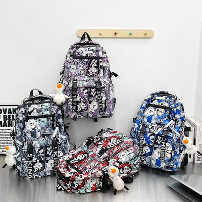 Student Schoolbag, Junior High School Student, High School Simple Backpack, New Printing Trend Backpack, Men's Ins Large Capacity