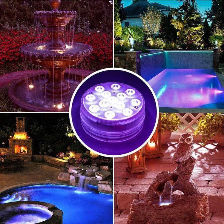 4pcs RGB LED Underwater Lights with RF Remote 16 Colors Waterproof Pool Aquarium Vase Party Decor