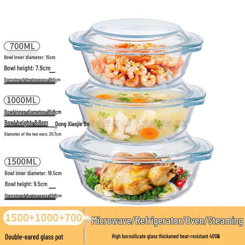 

Стеклянная миска с крышкой, безопасная для микроволновой печи