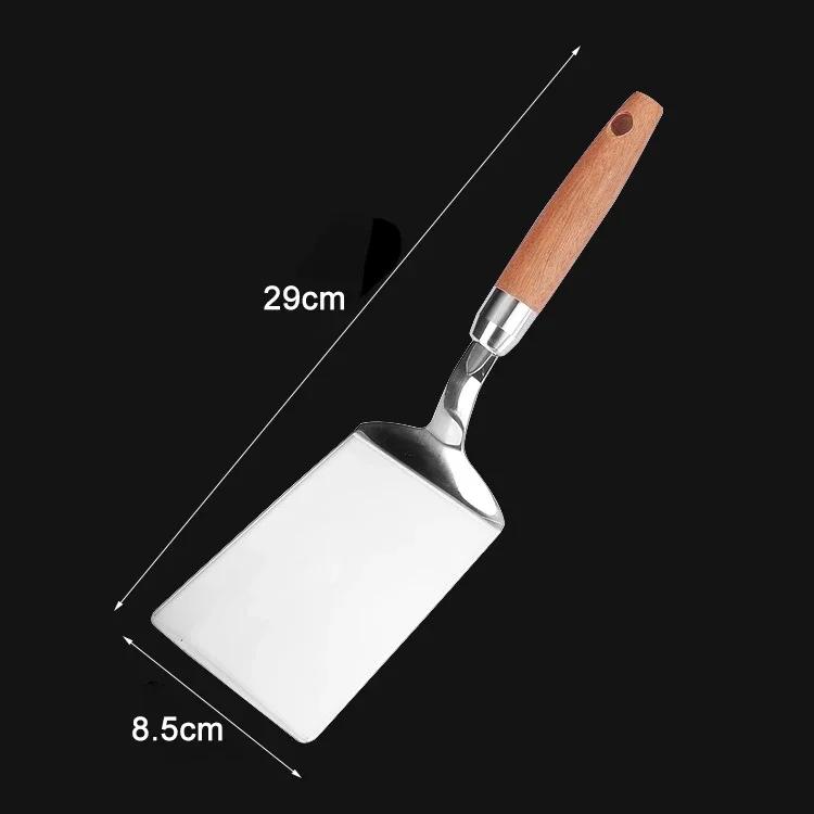 

Stainless Steel Steak Spatula Pancake Scraper Wood Handle Grill Beef Fried Pizza Shovel Triangular Rectangle Kitchen BBQ Tools