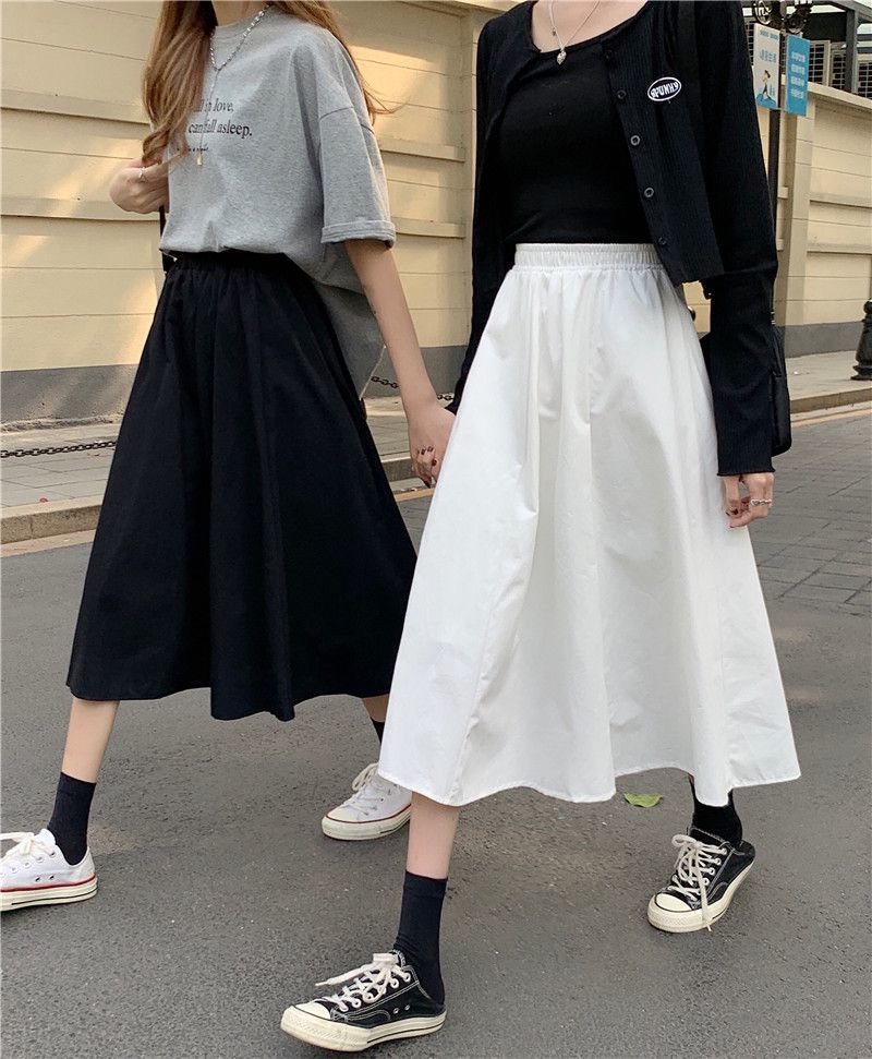 Moteriški balti ilgi sijonai Mada Kišenės Klostuoti Sijonai iki kelių Ruduo 2024 Nauji Kasdieniai Elegantiški Aukštu juosmeniu A silueto Moteriški sijonai