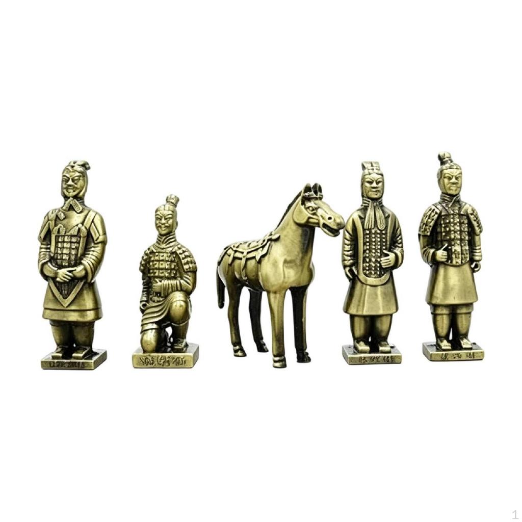 BronzeTone Terracotta Soldiers Display | Antique Reproduction, for Shelf S Warrior SET