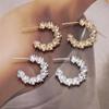 New Fashion Trend Unique Design Elegant Exquisite Irregular C Shape Earrings Female Jewelry Party Gift