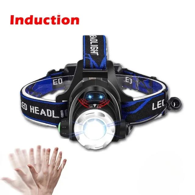 T6 Led Headlamp Sensor Head Flashlight 3 Modes Zoom Torch Waterproof Super Bright Camping Lantern Powered By 2x18650 Batteries