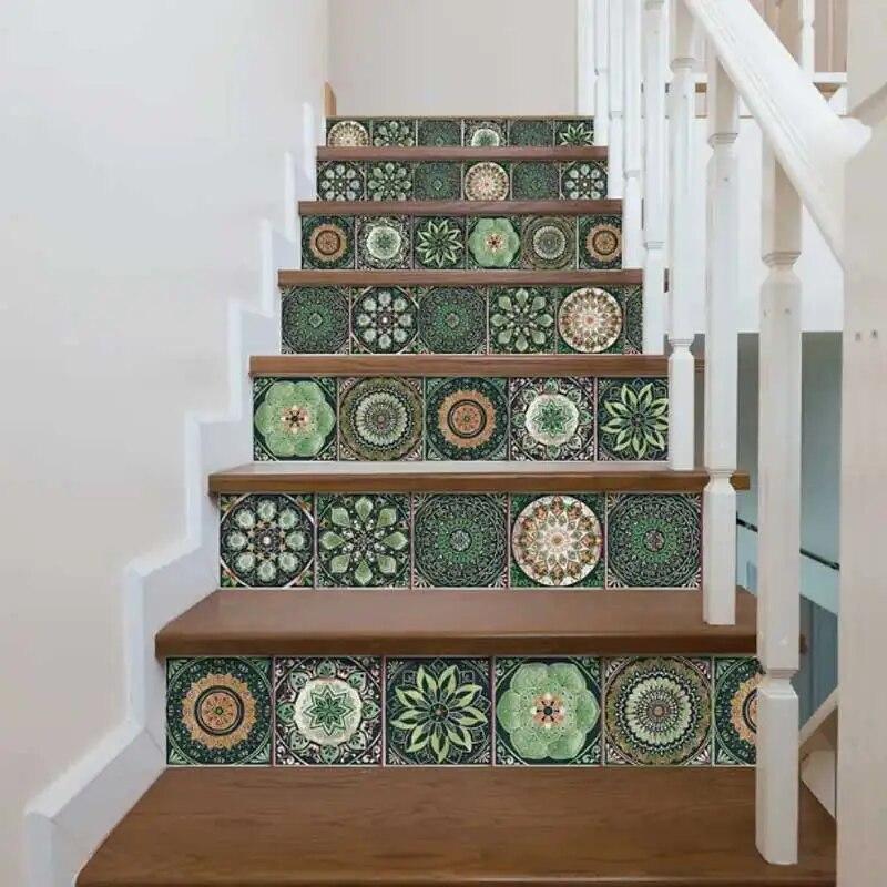 24 Vintage Mandala Wall Stickers, Kitchen Self-Adhesive Waterproof Tile Stickers, Bathroom Decoration Moroccan Art Mural