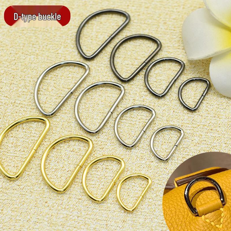Högkvalitativa Metall D-rings Väskaccessoarer: Guld & Silver Förtjockad Kedjelänksspänne