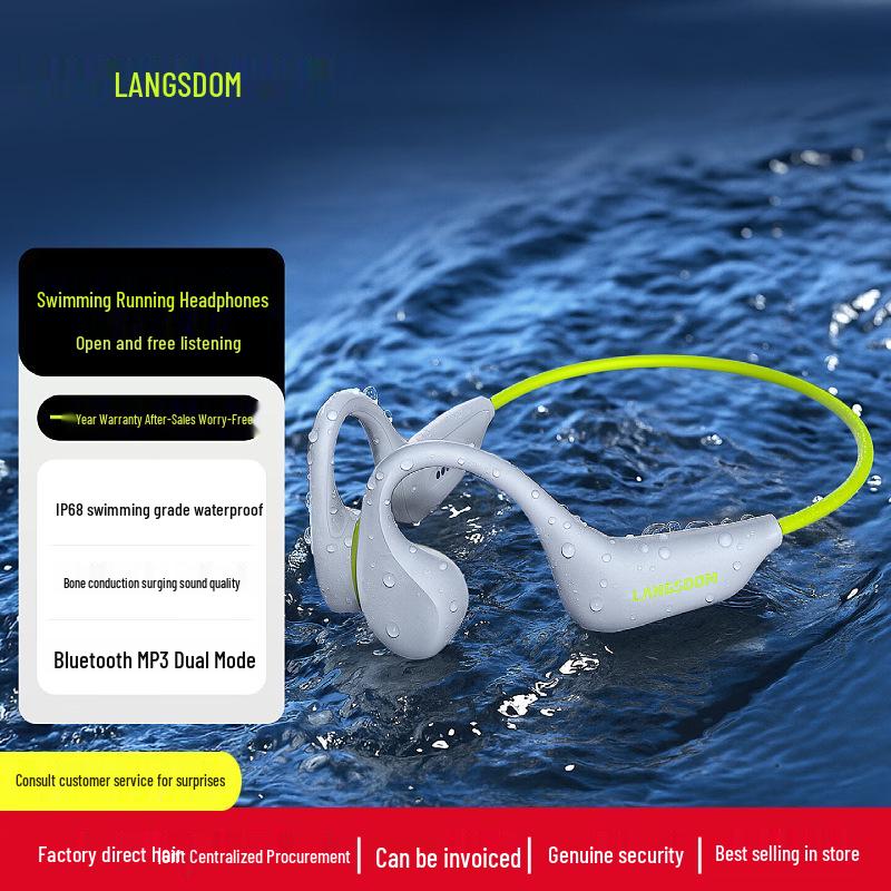 Langsdom IPX8 Waterproof Bone Conduction Open-Ear Bluetooth Headphones for Sports, Swimming, Running, and Cycling