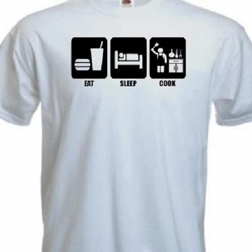 Eat Sleep Cook Unisex T shirt Tee Food foodie Cooking Funny L
