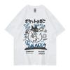 Unisex Women Cotton T-Shirt Japanese Kanji Funny Cat Printed T Shirt Harajuku Casual Short Sleeve Tshirt Streetwear Trend Tee Tops