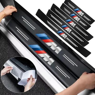 Hot 2025 1/4/5Pcs Car Door Sill Scuff Plate Decor Carbon Fiber Stickers For M G11 E48 Series G07 G06 G02 G01 F48 F39 G42 G26