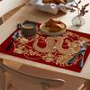 1pc Square Placemats, Chinese Style Red Simple And Elegant Light Luxury Table Pads, Golden Dragon Pattern Table Decoration Mat