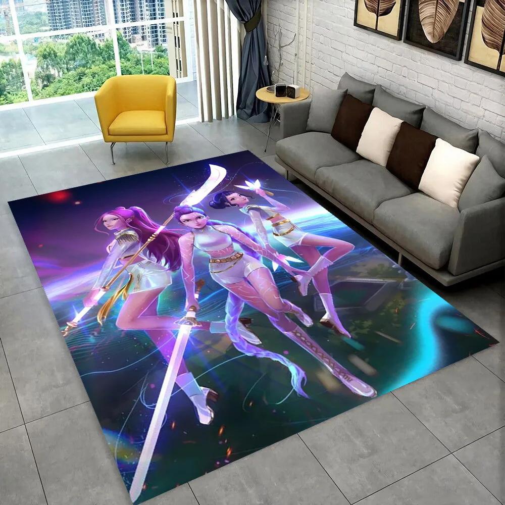 Tappeto/Tappetino Kpop Demon Hunters Rumi Mira Zoey Cartone Animato Musica per Soggiorno Camera da Letto Casa Decorazione Divano, Tappetino Antiscivolo per Bambini