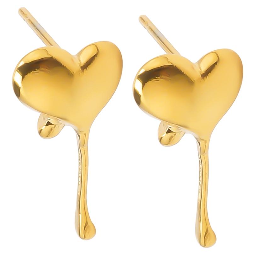 Fashion Ear Studs Gold Color Sun Heart Flower Stainless Steel Earrings For Women Men Accessories Ear Jewelry Fit DIY Rhinestone