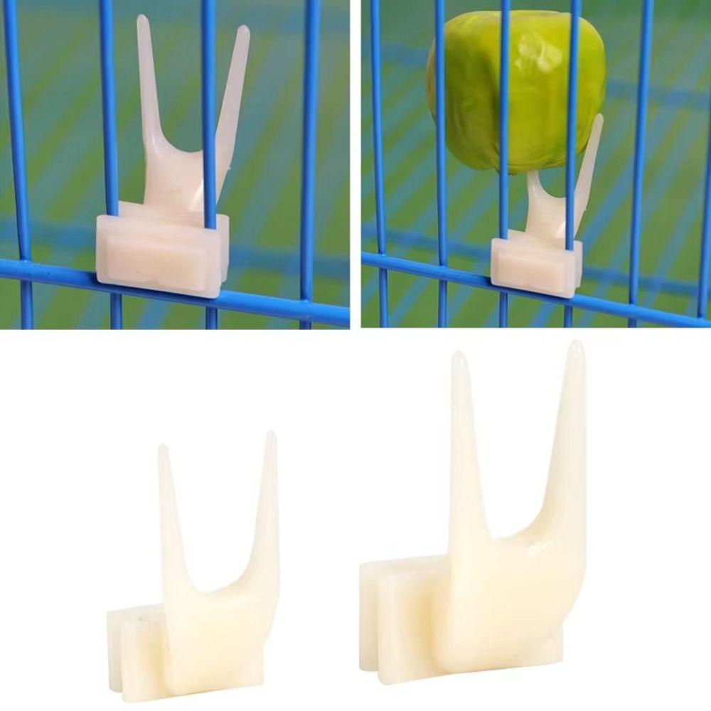 Durable Plastic Bird Fruit Fork White Bird Utensils Parrot Fruit Fork Birdcage Fork Pet Product