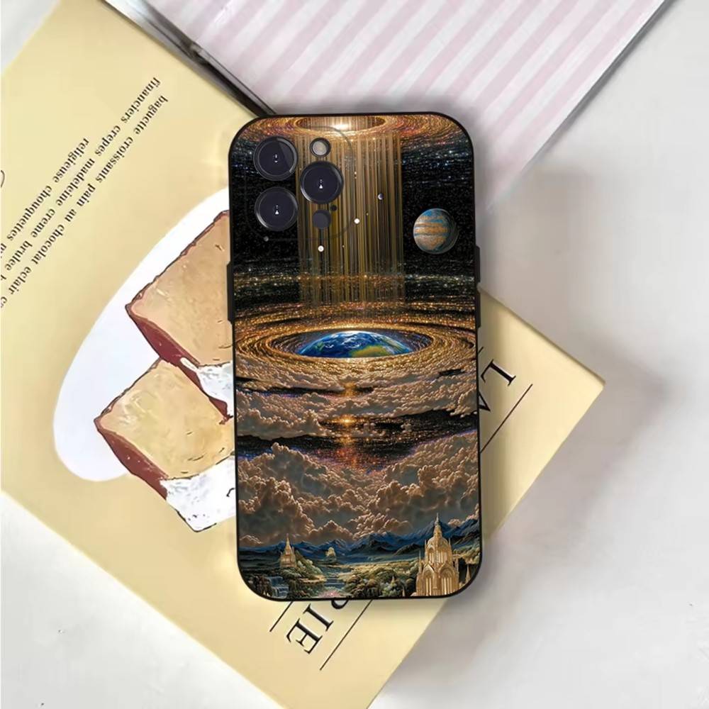 Space For Galaxy Universe Phone Case For iPhone 6,17,16,15,14,13,12,11 Plus,Pro Max,XS,X,XR,SE,Mini,8,Soft Silicone Black Cover