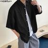INCERUN Oversized Men Summer Lapel Neck Short Sleeve Buttons Print Casual Loose Shirts