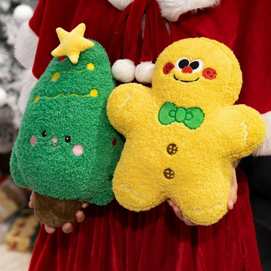 Coussin Homme en Pain d'Épices de Noël & Peluche Arbre Cadeau pour Femmes