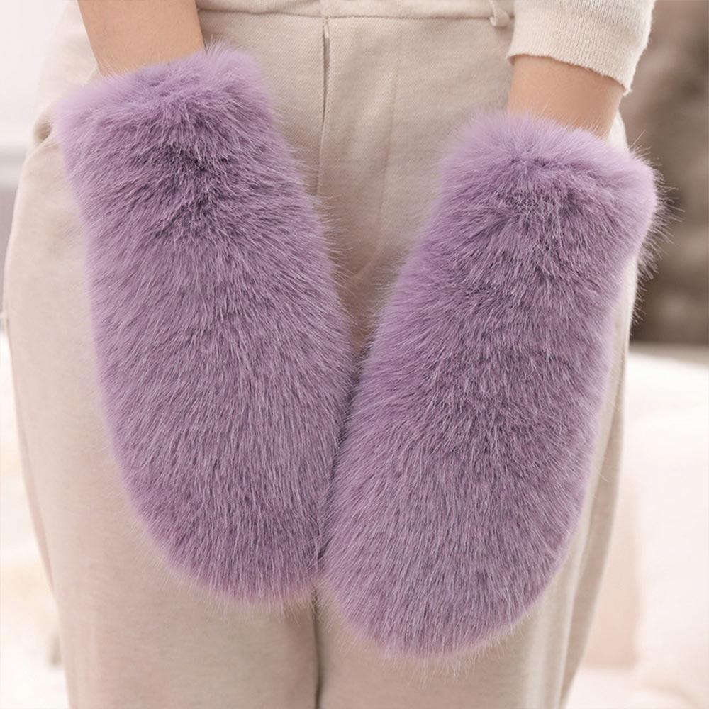 Keep Warm Plush Gloves Fleece Lining Faux Fur Mittens Cute Winter Gloves  Winter Season