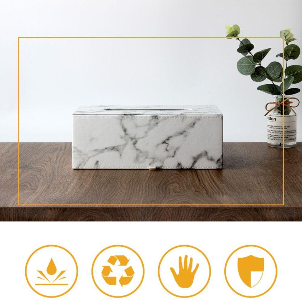 Large Capacity Marbling Leather Tissue Box Nordic Style Napkin Holder  Coffee Shop