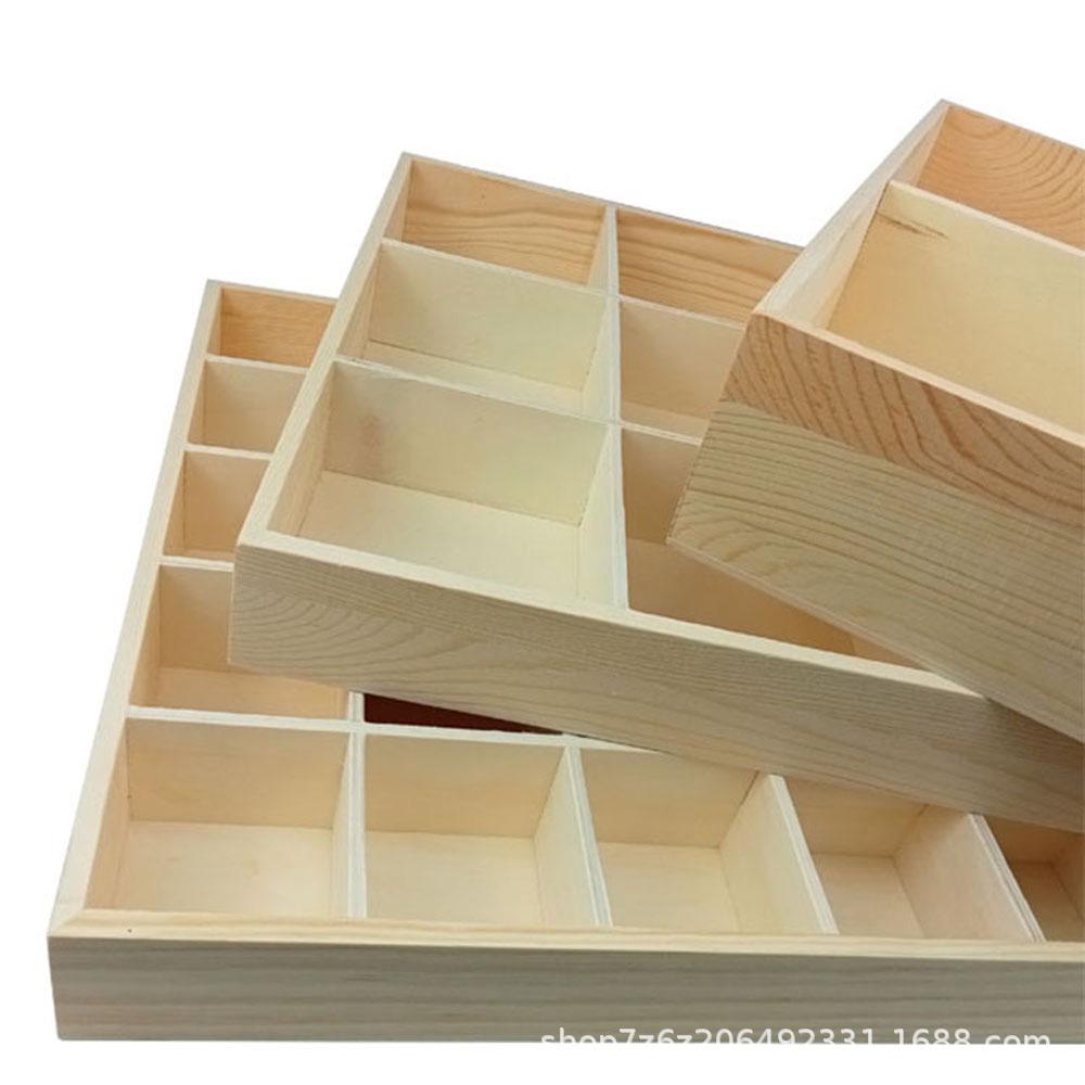 Multi-Grid Wooden Desktop Storage Tray