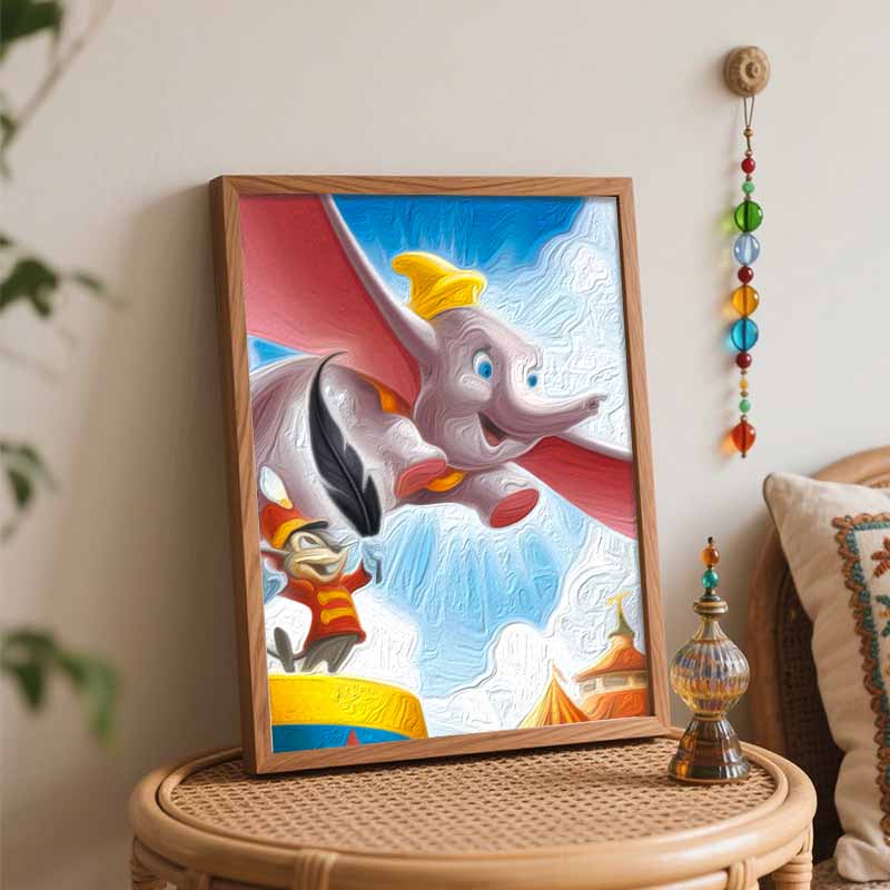 Disney Dumbo and Timothy Mouse Oil Paint By Numbers Hand Painting Kit. Home Decor Gift