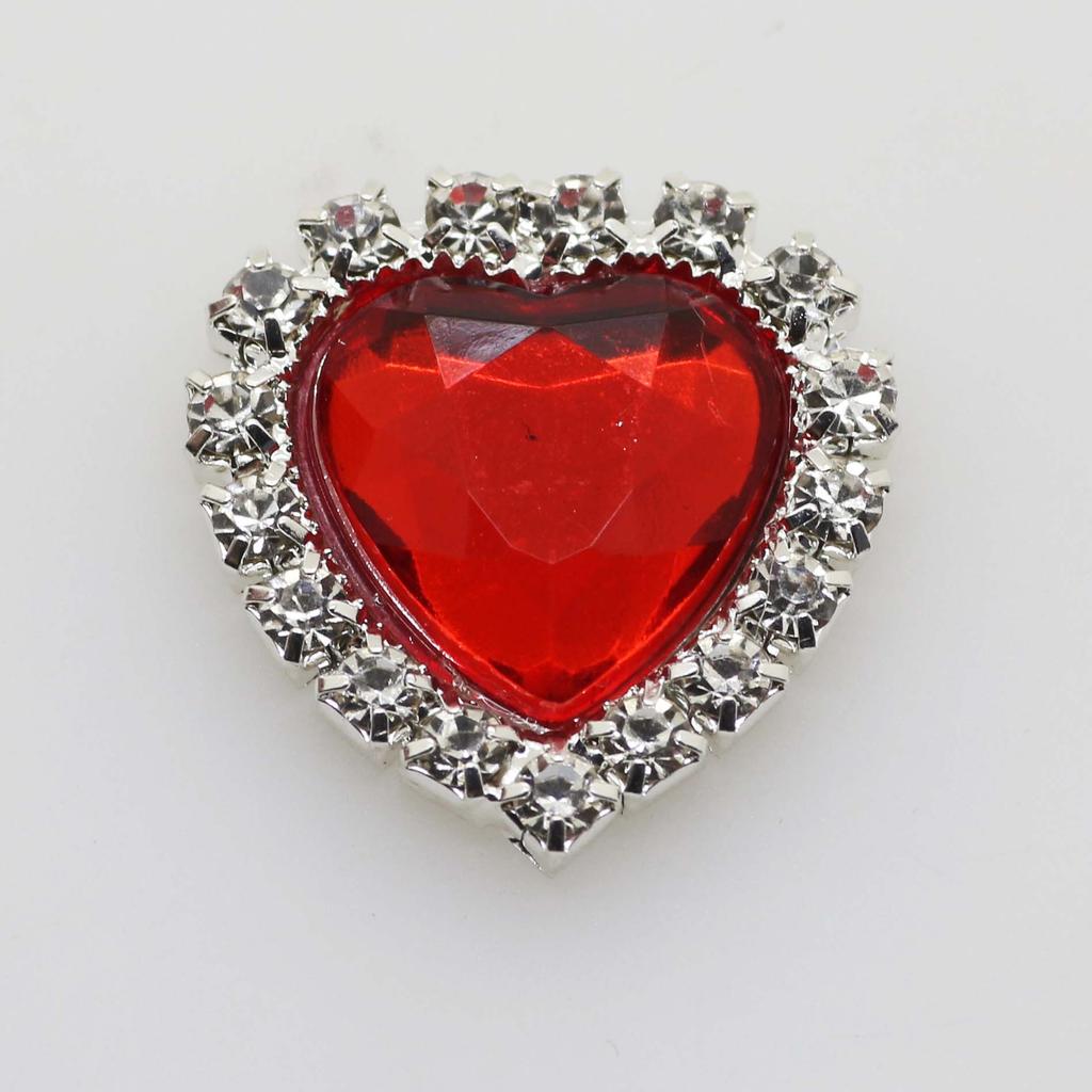 Mini 16mm(4/10 Inch) 10pcs Heart Acrylic Rhinestone Buttons DIY Hair Accessory Wedding Initiation Ribbon Decoration