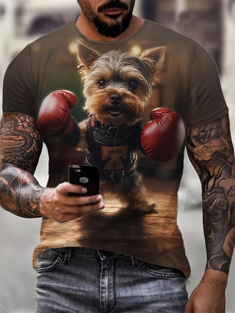 3D Digital Printing Men's T-shirt, Casual Round-neck Short-sleeved
