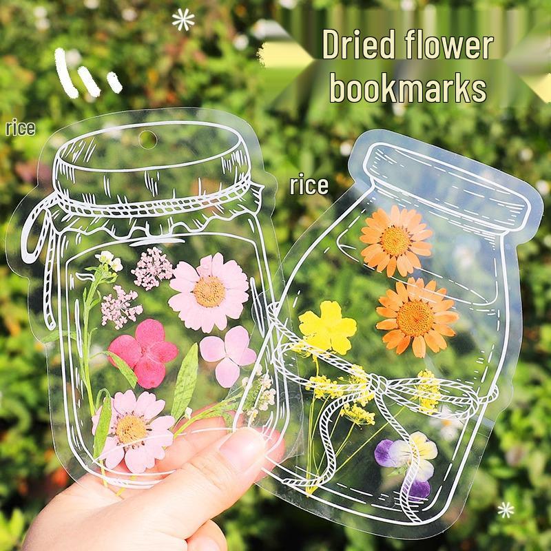 Handmade Dried Flower Bookmarks with Transparent Leaves - Creative Spring Collection