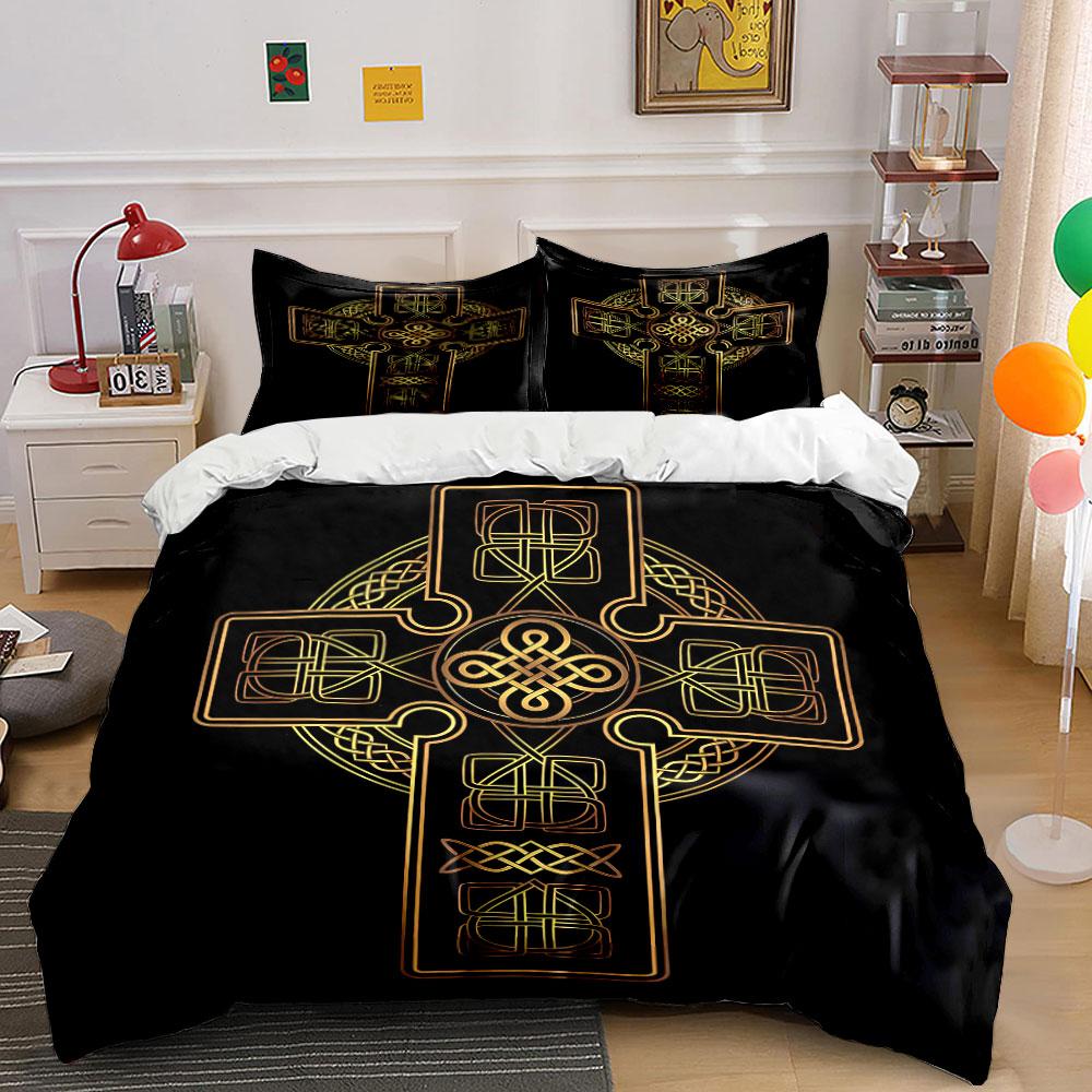 Vintage Celtic Cross Design Bedding Duvet Cover Set Duvet Cover Pillowcases (1 * Duvet Cover 2 * Pillowcases, without duvet insert)
