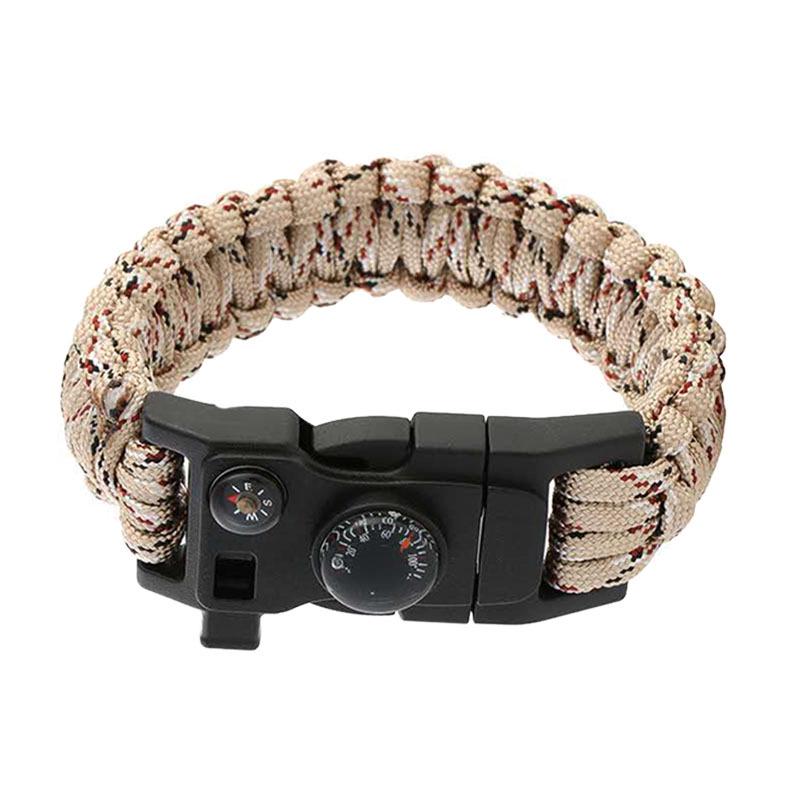 Pulsera Multifuncional de Supervivencia al Aire Libre de Paracord con Brújula y Silbato