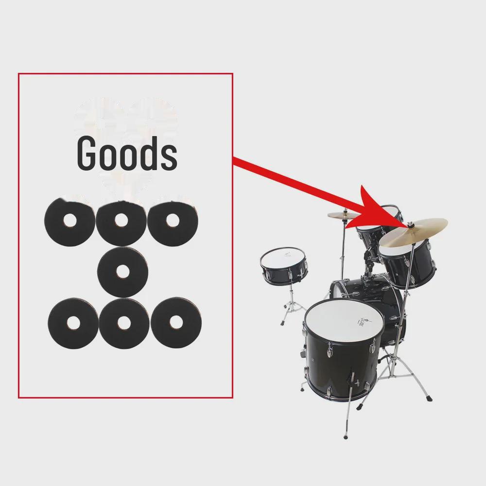 Black & Gold Non-Slip Felt Drum Cymbal Pads - Set of 10