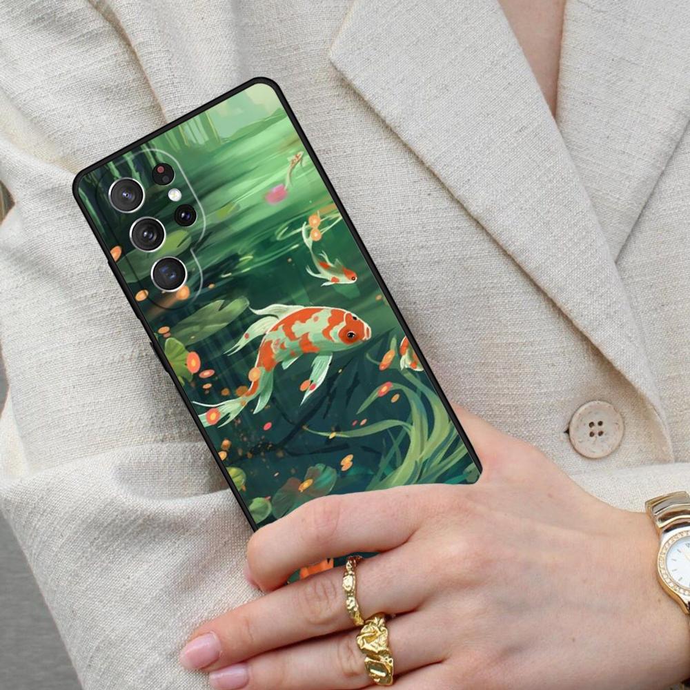 Koi Carp Fish Painting Cell Phone Case for Samsung Galaxy S26 Ultra S25 S24 S23 S22 S21 S20 Note10 Cover