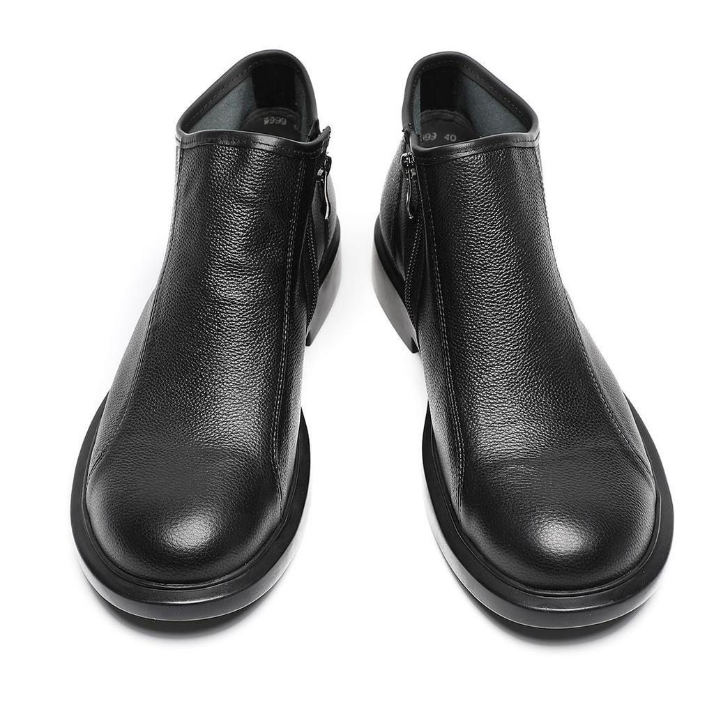 Autumn Winter New Genuine Leather Men's Mid Height Chelsea Boots Casual Zipper First Layer Cowhide Mature Style Footwear