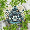 Vintage Blue Christmas Tree Metal Wall Sign Merry Christmas Decor Farmhouse Home Bar Plaque Rustic Holiday Gift
