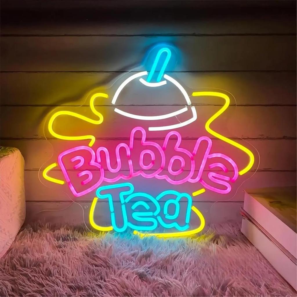 Bubble Tea Neon Sign - Bright LED Boba Shop Decor, Cafe Wall Light for Milk Tea Store & Home Bar, Trendy Gift for Boba Lovers