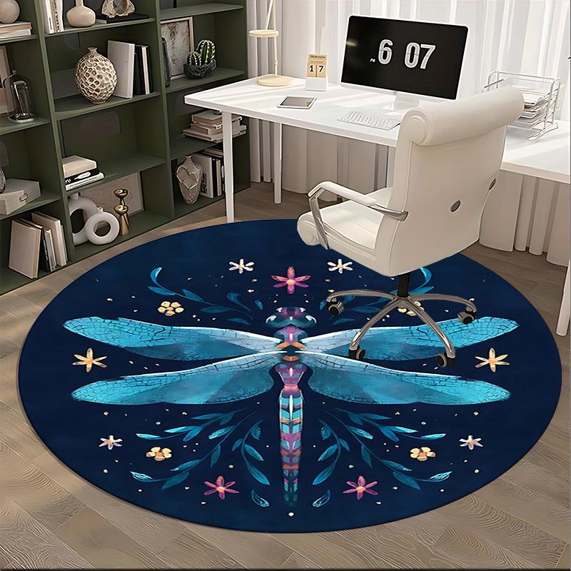 Elegant Dragonfly Office Carpet Chair Mats, Floral Home Decor, Office Carpet Gift for Living Room, Bedroom, Various Rooms1118027a