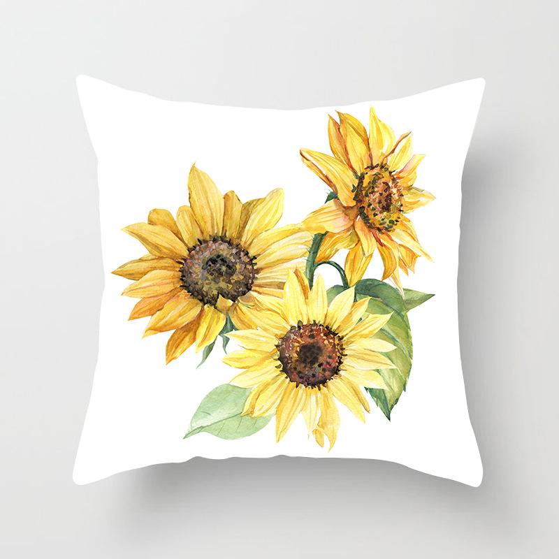 

45x45cm Sunflower Print Cushion Cover Plant Landscape Pillowcase Decoration Pillow Cover For Living Room Bedroom Chair Decor