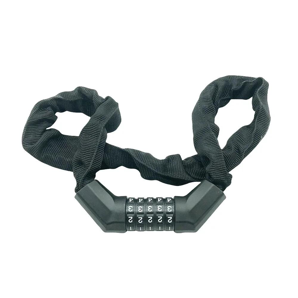 

90CM Anti-Theft Bike Chain Lock for MTB Road Bikes Password Protected Safety Bicycle Lock with Motorcycle Lock Bike Accessories чёрный