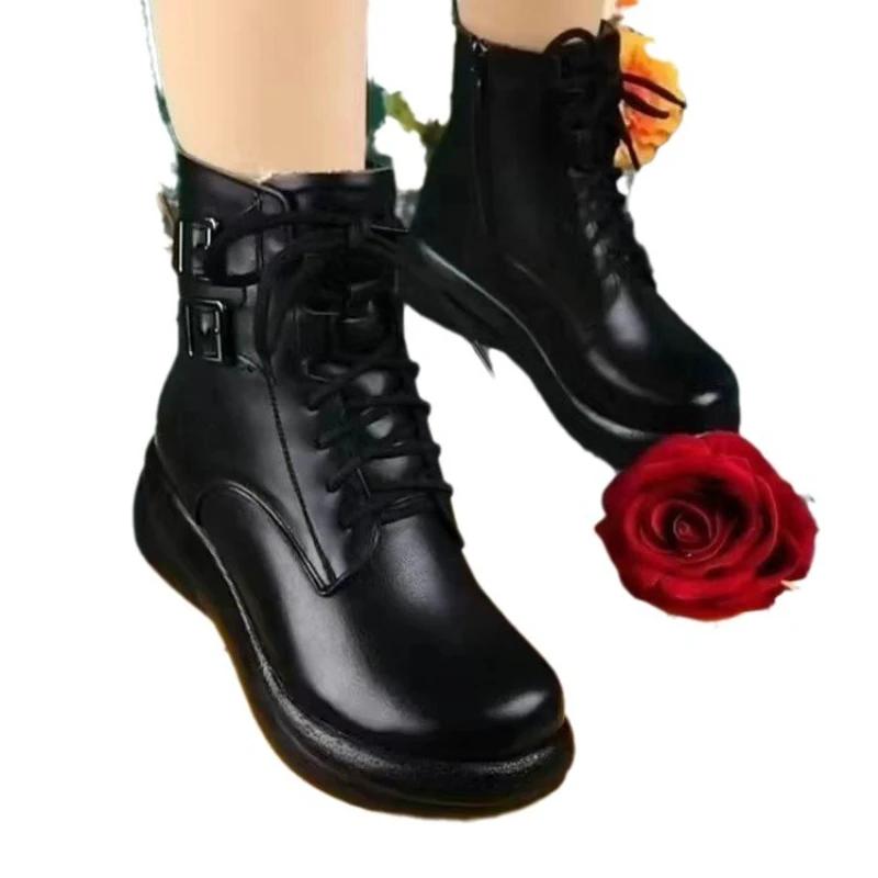 Short Plush Warm Snow Boots for Women Winter New Zipper Faux Fur Ankle Boots Woman Comfortable Non-slip Flat Heels Cotton Shoes