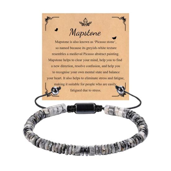 

Bracelet Sliding Knot Bead Closure Wristband Fits 6-9 Inch Wrists Natural Imitation Obsidian Stress Relief Energy серебряный