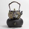 Chaxun Gilded Dragon Phoenix Iron Teapot with Three-Bend Handle, 1200ml