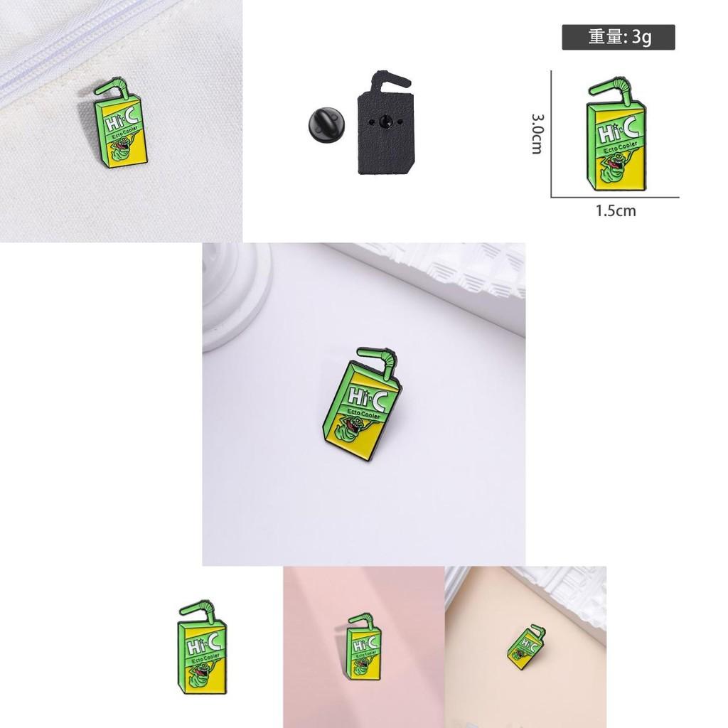 Creative New Style Metal Brooch Featuring Fun Cartoon Monster Juice Drink Design