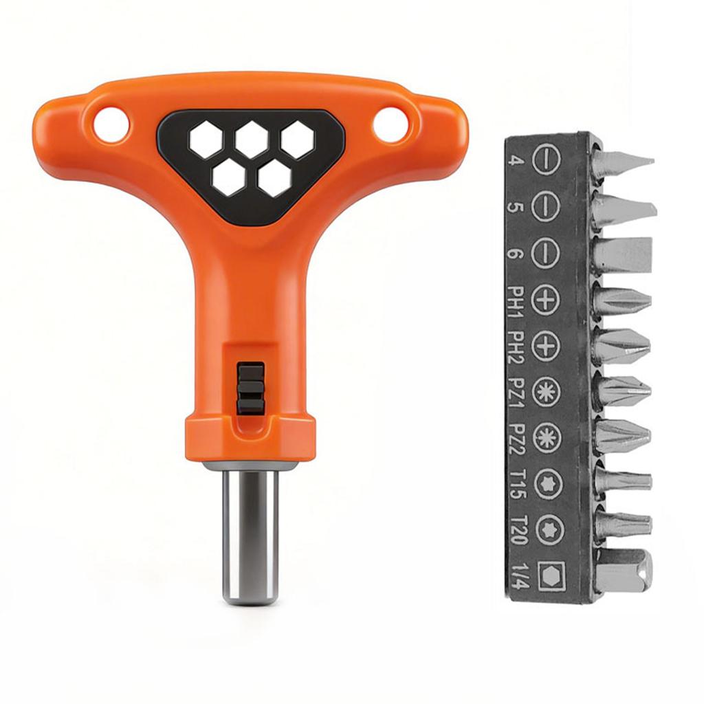Ratchet Screwdriver 6.35mm Ratchet Bit Screwdriver with Non-Slip Handle Multifunctional for 1/4 Inch Hex Screwdrivers Bits Set