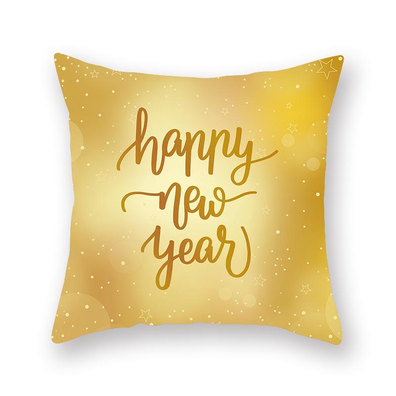 2024 New Christmas Golden Pillow Cover Sofa Car Office Seat Cushion  Bedroom Room  Year Home Decoration Holiday Gift